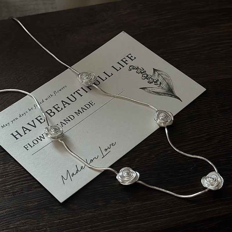 "Rose Whispers" 925 Sterling Silver Necklace