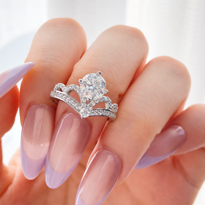 “Royal Grace” S925 Sterling Silver 1CT Moissanite Crown Ring