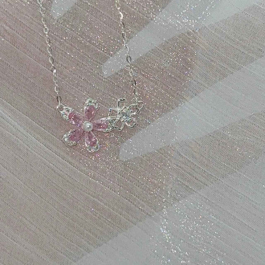 "Sakura Cheese" 925 Sterling Silver Floral Necklace – Sweet, Soft & Gift-Ready