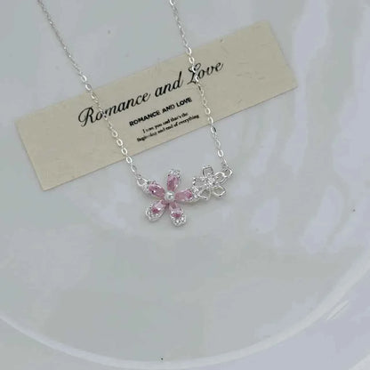 "Sakura Cheese" 925 Sterling Silver Floral Necklace – Sweet, Soft & Gift-Ready