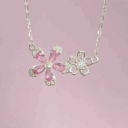 "Sakura Cheese" 925 Sterling Silver Floral Necklace – Sweet, Soft & Gift-Ready