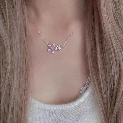 "Sakura Cheese" 925 Sterling Silver Floral Necklace – Sweet, Soft & Gift-Ready