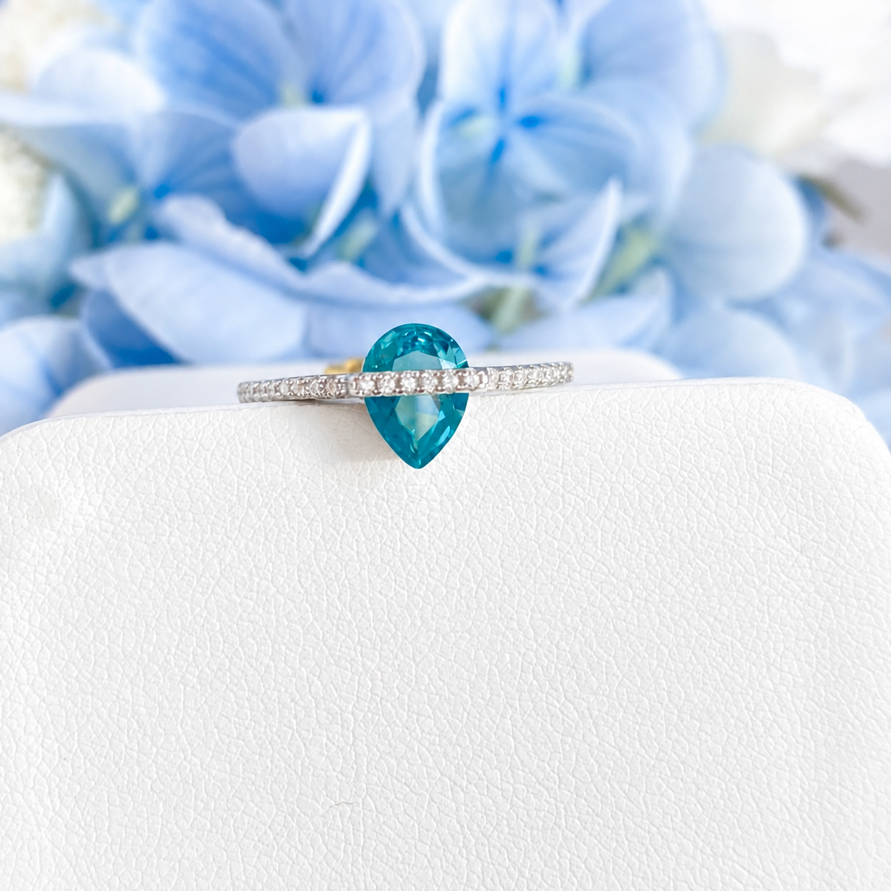 “Secret Drop” S925 Sterling Silver Blue Teardrop Pavé Adjustable Ring
