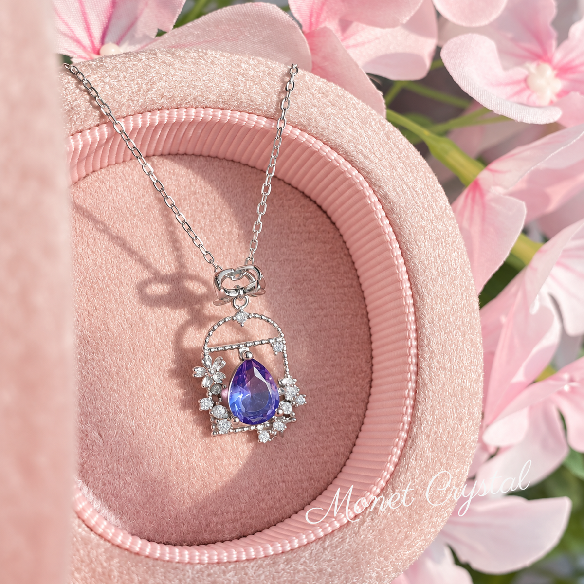 “Secret Garden” S925 Sterling Silver Crystal Bow Necklace