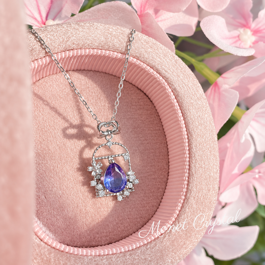 “Secret Garden” S925 Sterling Silver Crystal Bow Necklace