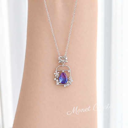 “Secret Garden” S925 Sterling Silver Crystal Bow Necklace