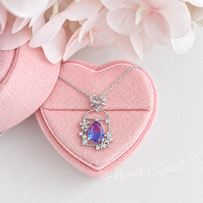 “Secret Garden” S925 Sterling Silver Crystal Bow Necklace