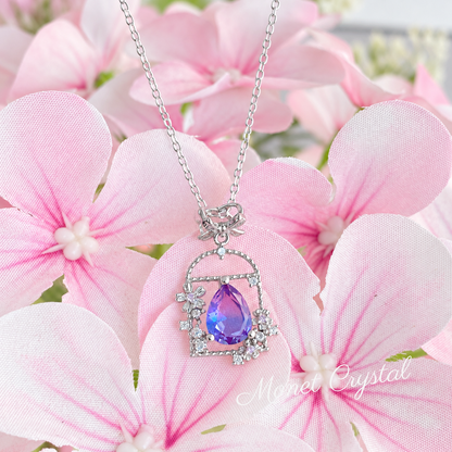 “Secret Garden” S925 Sterling Silver Crystal Bow Necklace