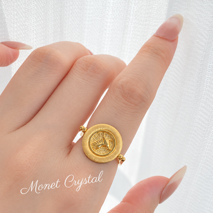 “Secret Keepsake” 10K Gold Plated S925 Sterling Silver Black Agate Rotating Ring