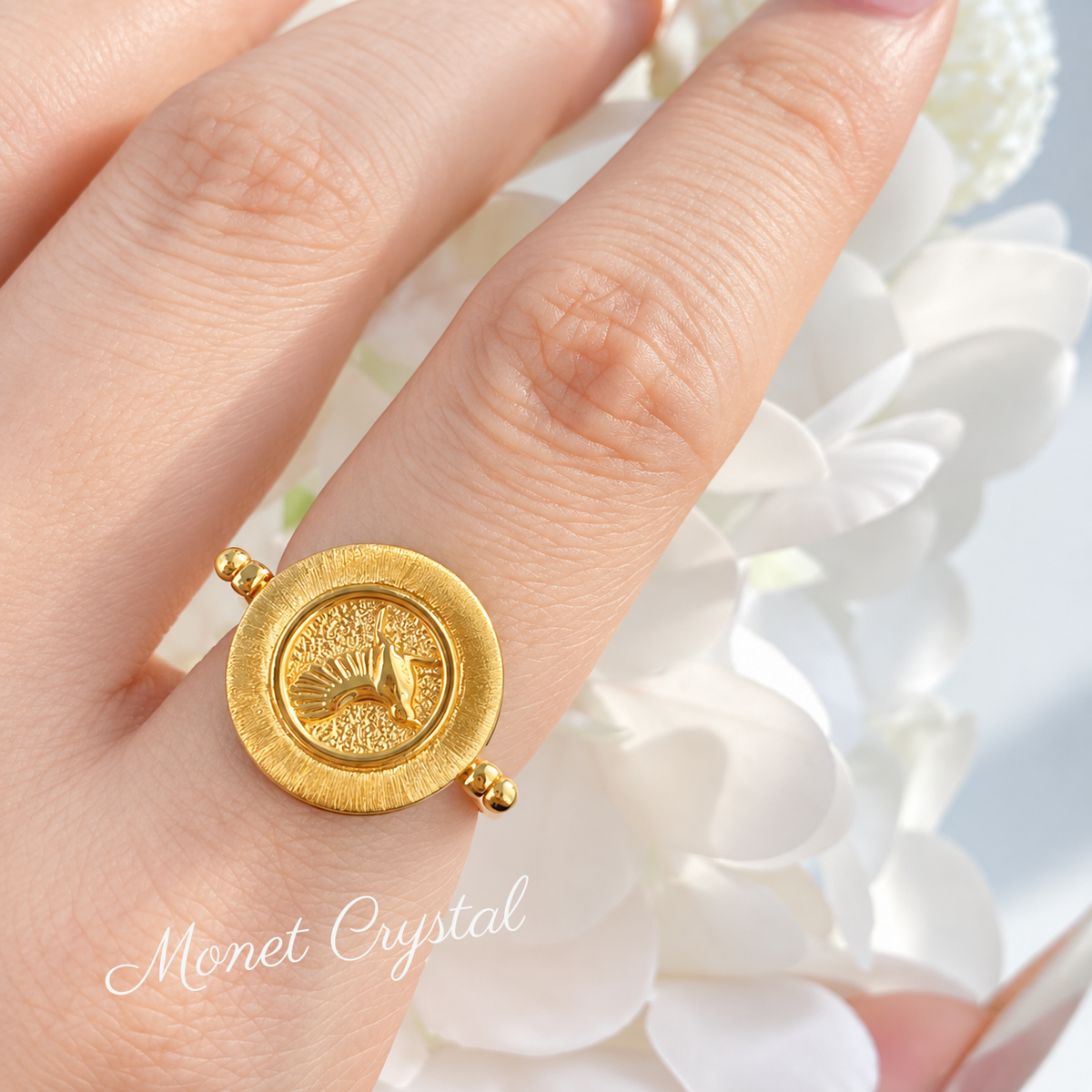 “Secret Keepsake” 10K Gold Plated S925 Sterling Silver Black Agate Rotating Ring