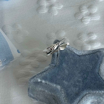 "Shell Fisherman's Island" 925 Sterling Silver Shell and Double Fish Ring - Unique and Charming