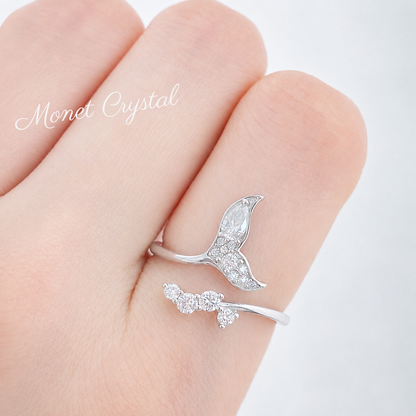 “Silver Leap” S925 Sterling Silver Moissanite Fishtail Adjustable Ring