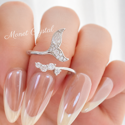 “Silver Leap” S925 Sterling Silver Moissanite Fishtail Adjustable Ring