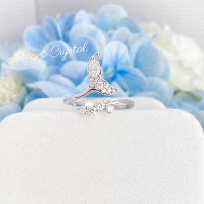 “Silver Leap” S925 Sterling Silver Moissanite Fishtail Adjustable Ring