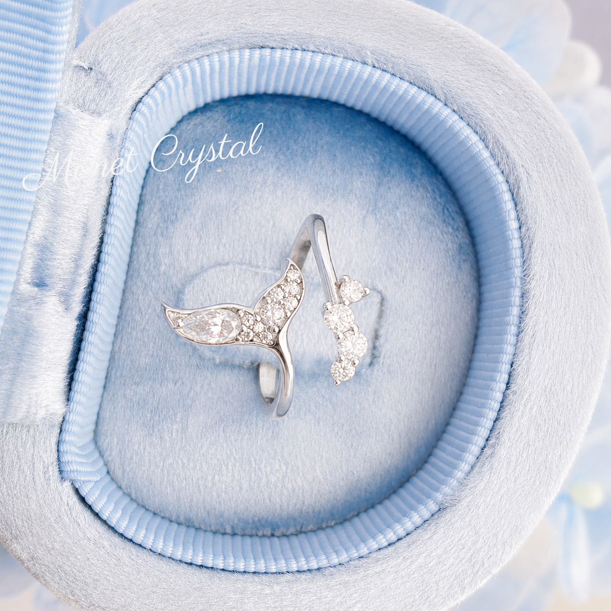 “Silver Leap” S925 Sterling Silver Moissanite Fishtail Adjustable Ring