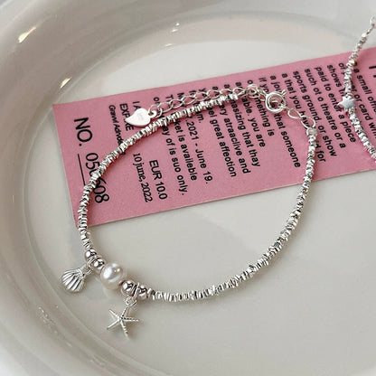 "Silver Tide" 925 Sterling Silver Starfish & Pearl Bracelet