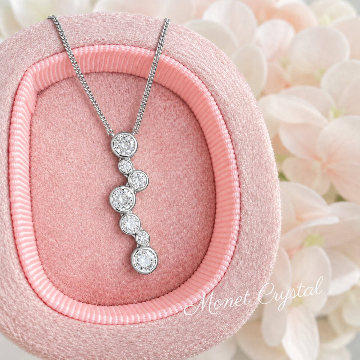 “Slow Fall” S925 Sterling Silver Zircon Cascade Necklace