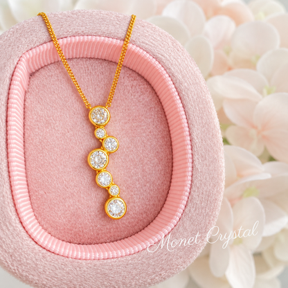 “Slow Fall” S925 Sterling Silver Zircon Cascade Necklace