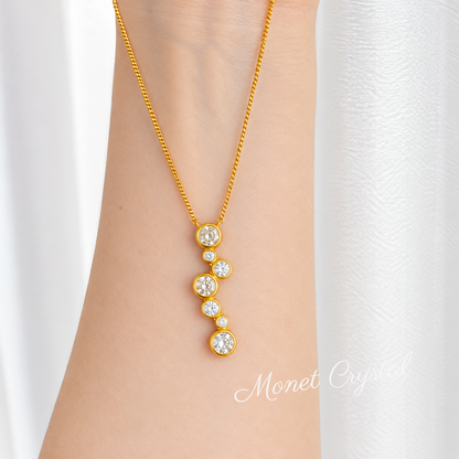 “Slow Fall” S925 Sterling Silver Zircon Cascade Necklace