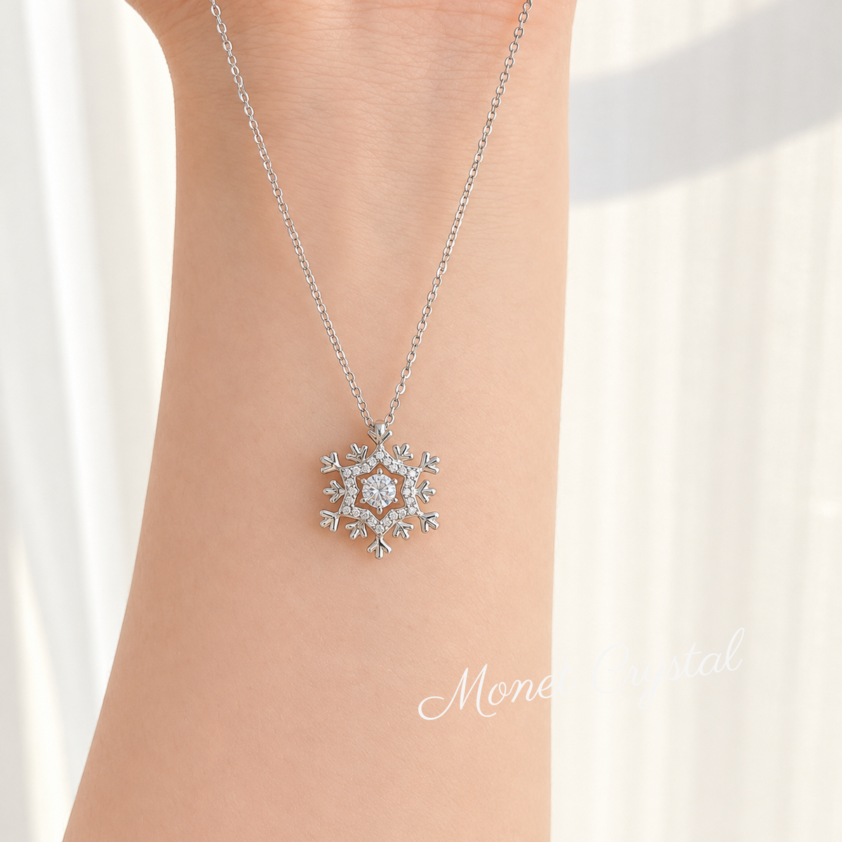 “Snow Dance” S925 Sterling Silver 0.3CT Moissanite Snowflake Necklace
