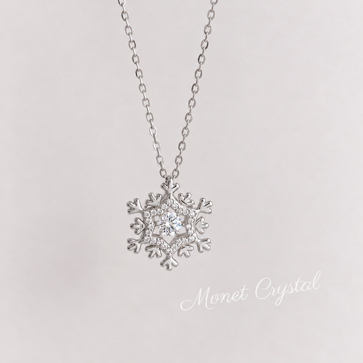 “Snow Dance” S925 Sterling Silver 0.3CT Moissanite Snowflake Necklace