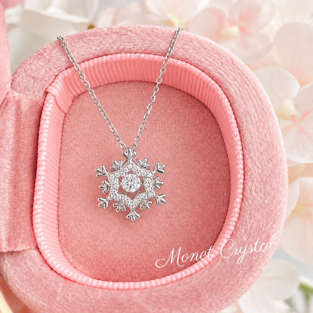 “Snow Dance” S925 Sterling Silver 0.3CT Moissanite Snowflake Necklace