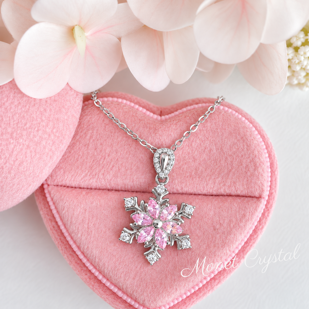 “Snow Waltz” S925 Sterling Silver Rotating Snowflake Zircon Necklace
