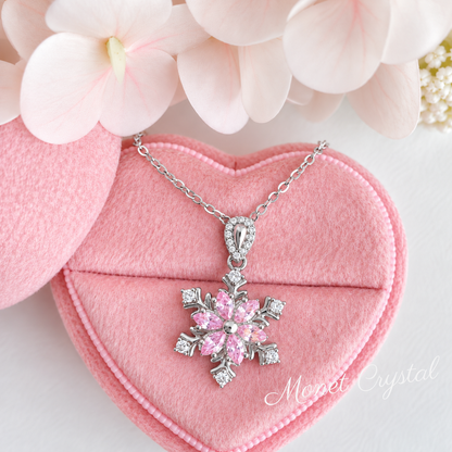 “Snow Waltz” S925 Sterling Silver Rotating Snowflake Zircon Necklace