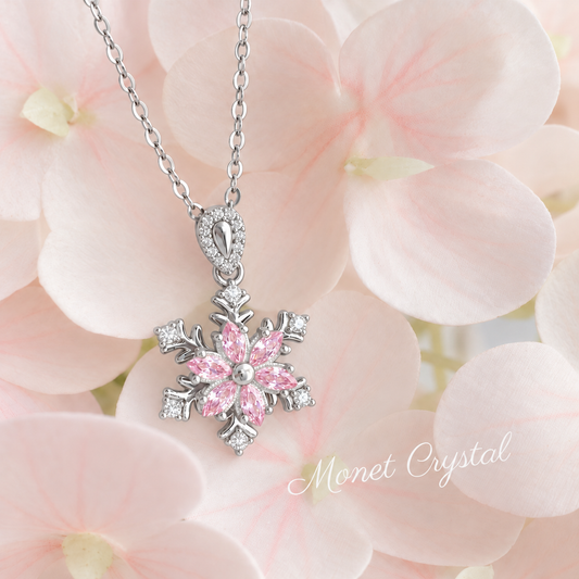 “Snow Waltz” S925 Sterling Silver Rotating Snowflake Zircon Necklace