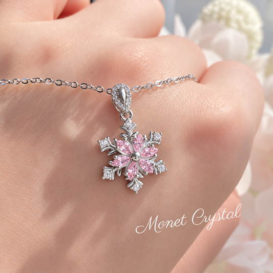 “Snow Waltz” S925 Sterling Silver Rotating Snowflake Zircon Necklace