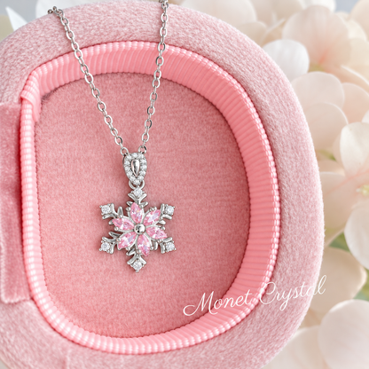 “Snow Waltz” S925 Sterling Silver Rotating Snowflake Zircon Necklace