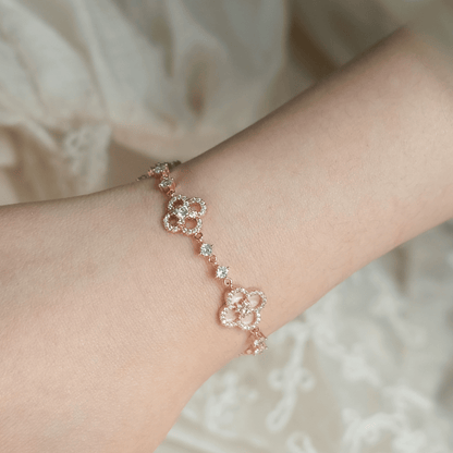 「春の開花の約束」ピンククローバー マザーオブパール ブレスレット | ネックレス、925スターリングシルバー