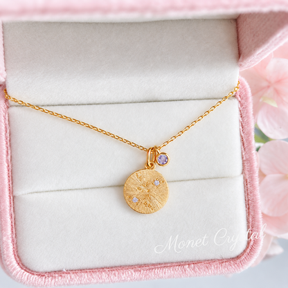 “Star Map” Champagne Gold Plated S925 Sterling Silver Zodiac Birthstone Necklace
