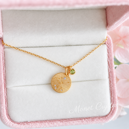 “Star Map” Champagne Gold Plated S925 Sterling Silver Zodiac Birthstone Necklace