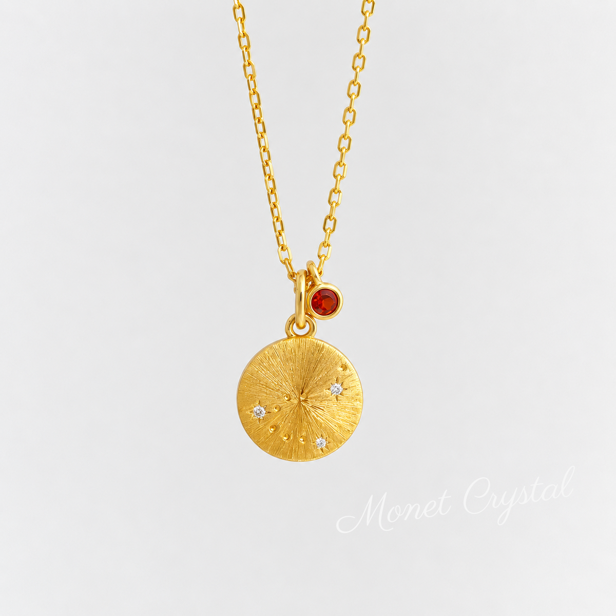 “Star Map” Champagne Gold Plated S925 Sterling Silver Zodiac Birthstone Necklace