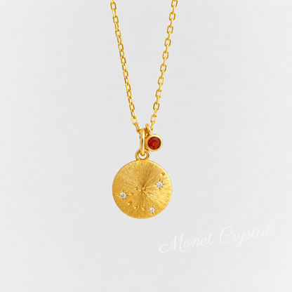“Star Map” Champagne Gold Plated S925 Sterling Silver Zodiac Birthstone Necklace