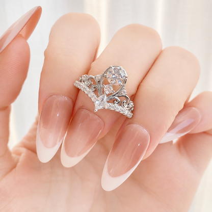 “Starlit Tiara” S925 Sterling Silver 0.5CT Moissanite Crown Ring