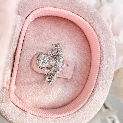“Starlit Tiara” S925 Sterling Silver 0.5CT Moissanite Crown Ring