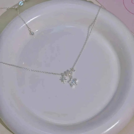 "Starry Ceiling" 925 Sterling Silver Star Charm Necklace - Dreamy and Sophisticated
