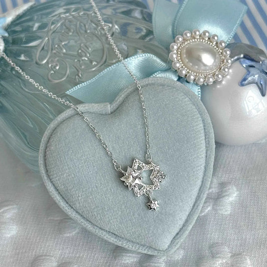 "Stellar Perseverance" 999 Pure Silver Star Necklace - Elegant and Timeless