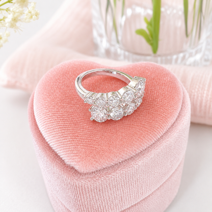 “Stellar Cascade” Real Gold Plated Brass D-Color Moissanite Open Ring