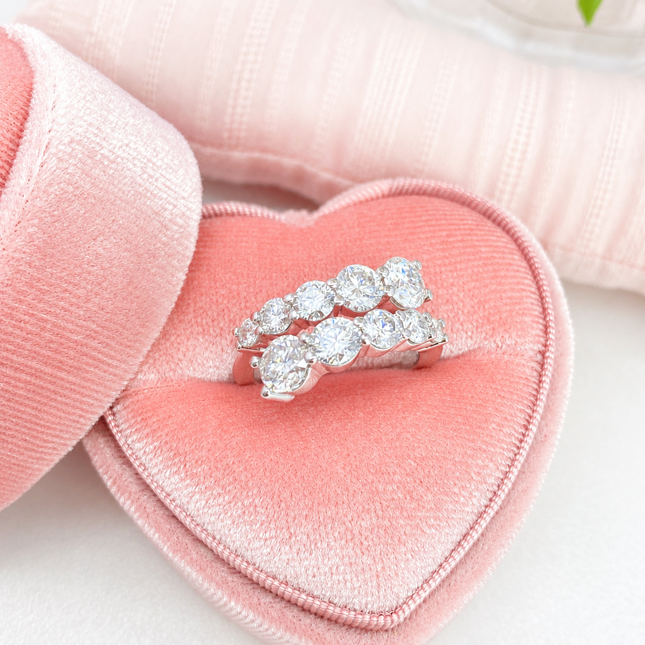 “Stellar Cascade” Real Gold Plated Brass D-Color Moissanite Open Ring