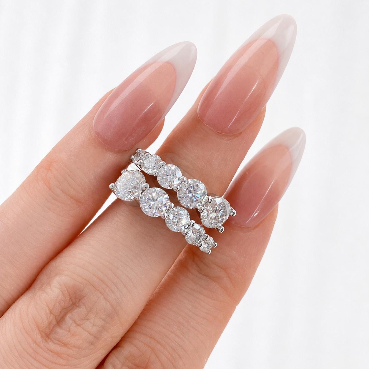 “Stellar Cascade” Real Gold Plated Brass D-Color Moissanite Open Ring