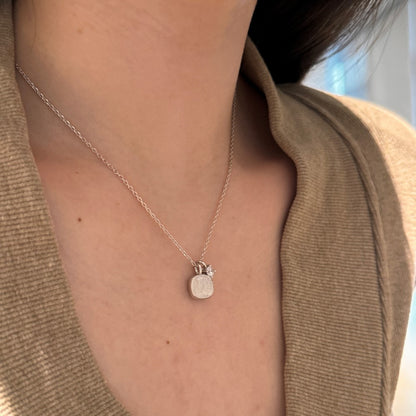 Sugar Cube – Brushed Square Pendant Necklace, 925 Sterling Silver with CZ Accent: Gold | Silver.