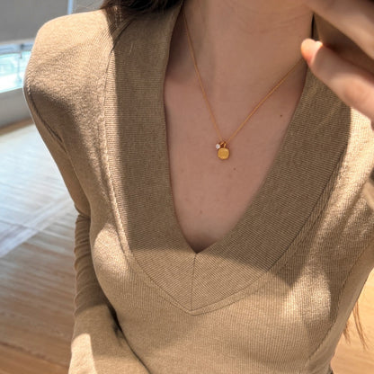 Sugar Cube – Brushed Square Pendant Necklace, 925 Sterling Silver with CZ Accent: Gold | Silver.