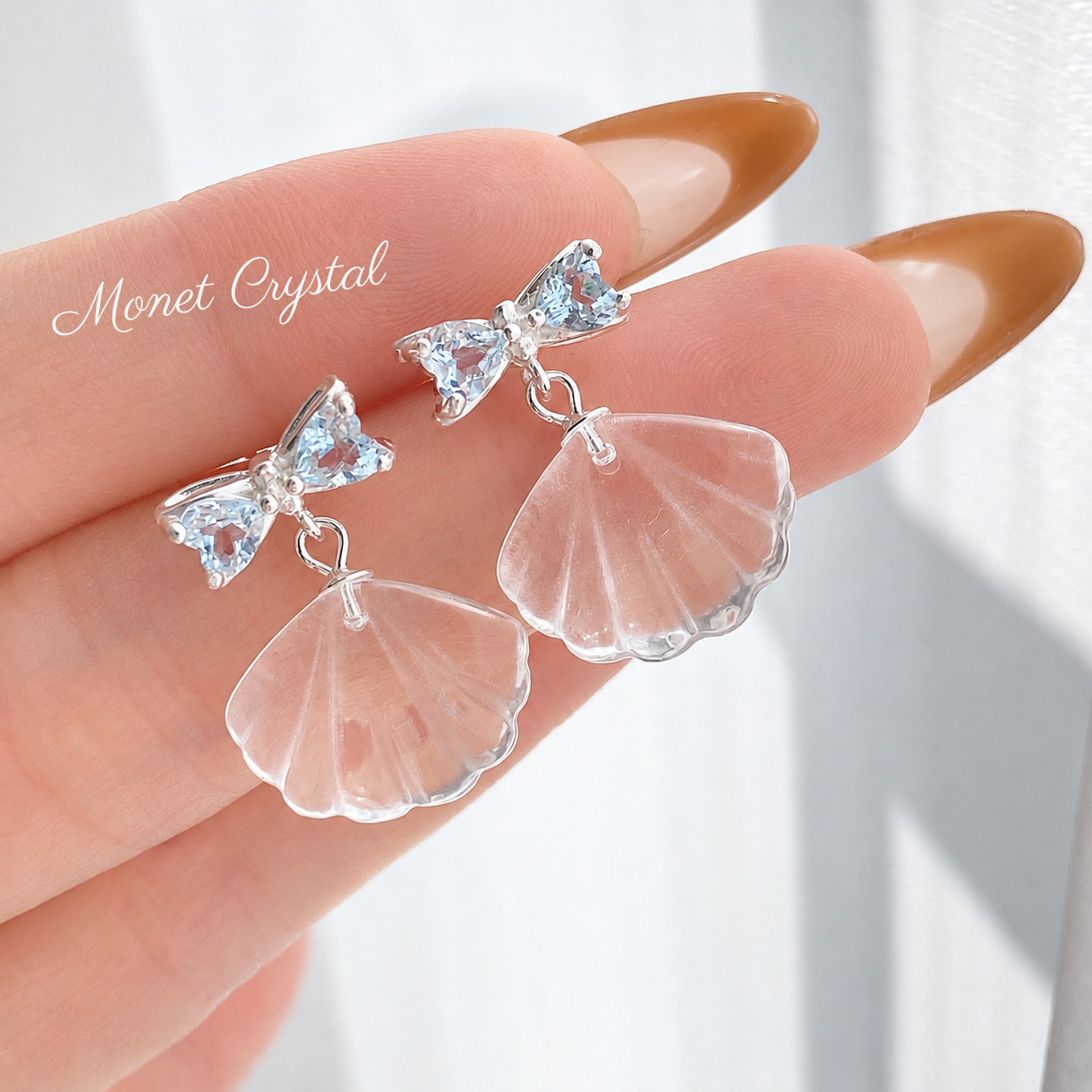 “Summer Keepsake” S925 Sterling Silver White Crystal Shell Necklace & Earrings Set