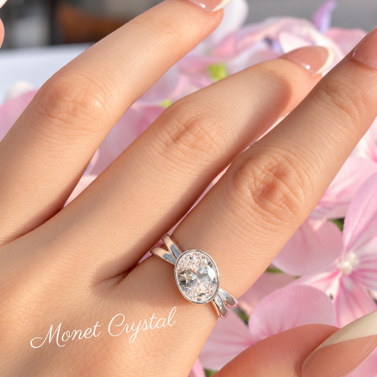 “Sunday Best” S925 Sterling Silver Oval Zircon Adjustable Ring