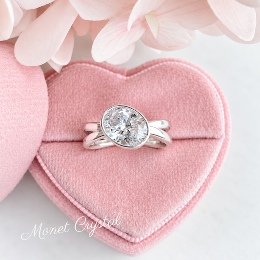 “Sunday Best” S925 Sterling Silver Oval Zircon Adjustable Ring