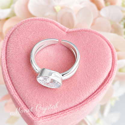 “Sunday Best” S925 Sterling Silver Oval Zircon Adjustable Ring