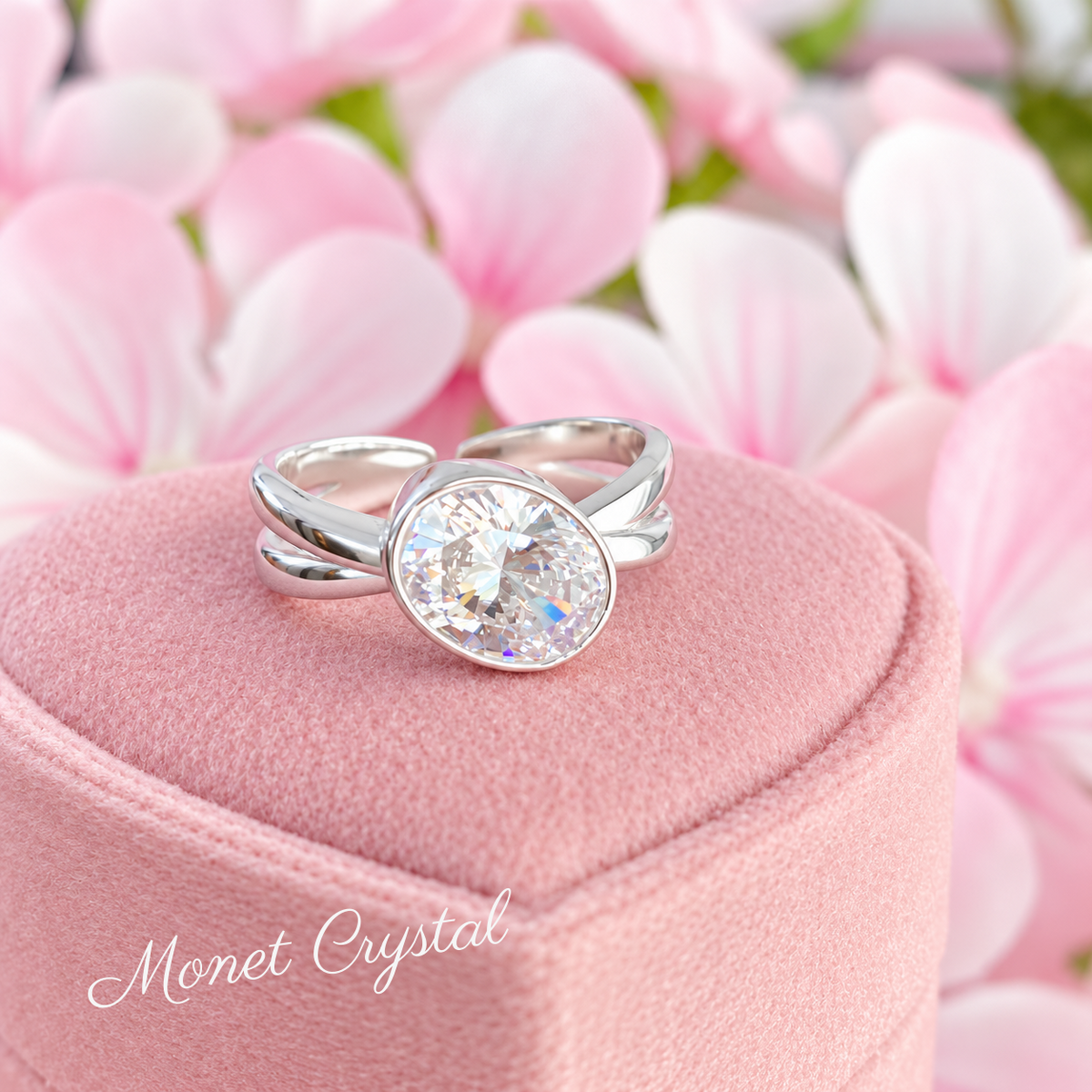 “Sunday Best” S925 Sterling Silver Oval Zircon Adjustable Ring
